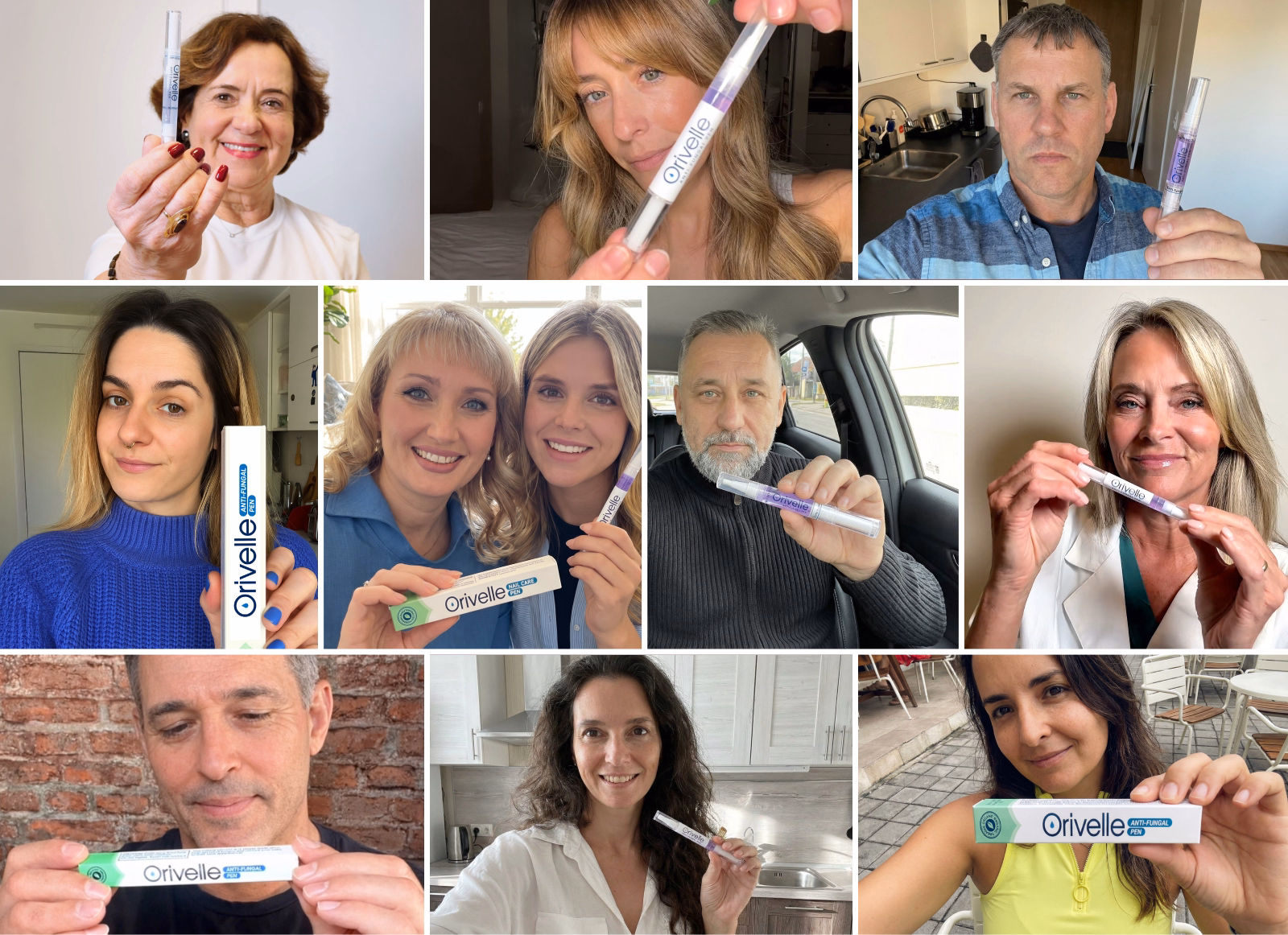 Collage of customers holding Orivelle pens